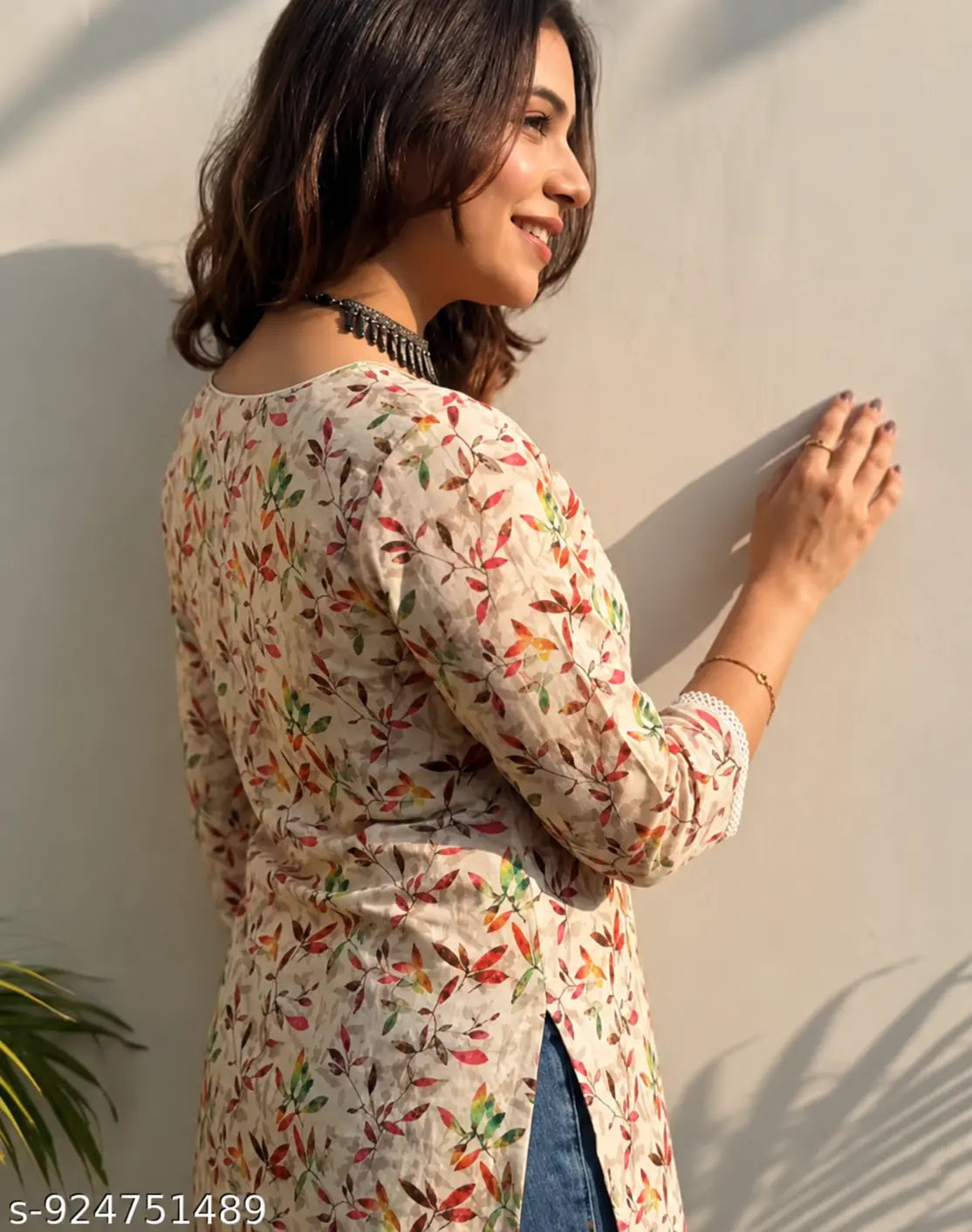 Women Multi-Cream "College wear short kurtis satna" My Store