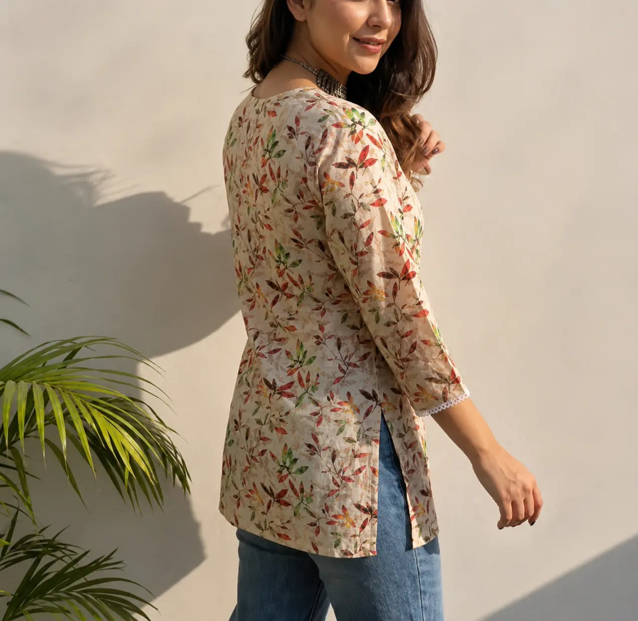 Women Multi-Cream "College wear short kurtis satna" My Store