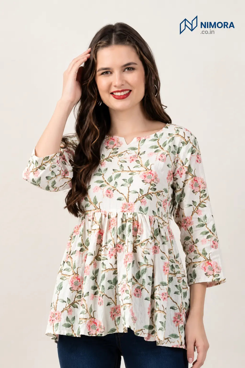 Women's floral print top | college wear short kurtis s Nimora